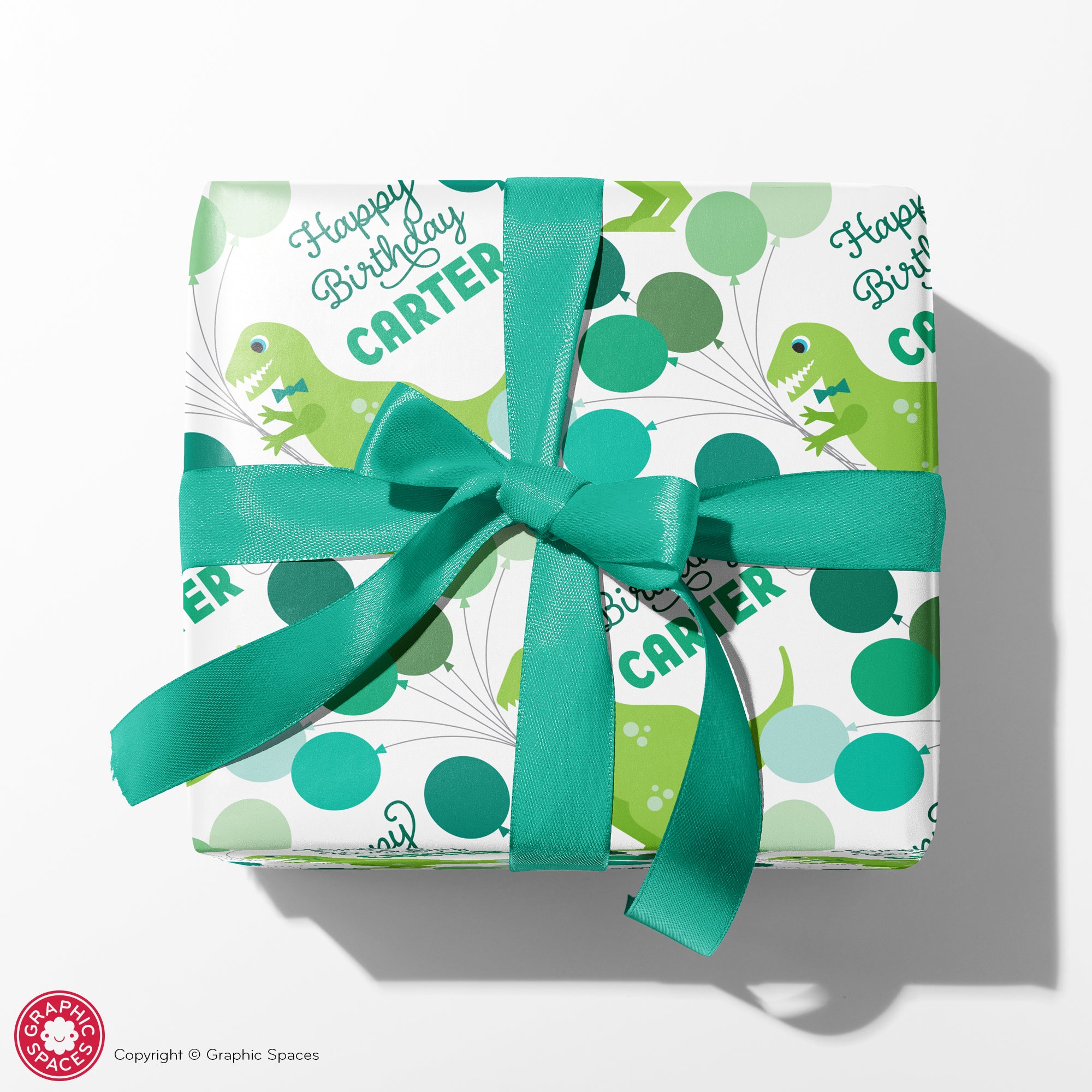 Valentine Dinosaur Personalized Wrapping Paper - Custom Name, Kids, Baby -  Graphic Spaces