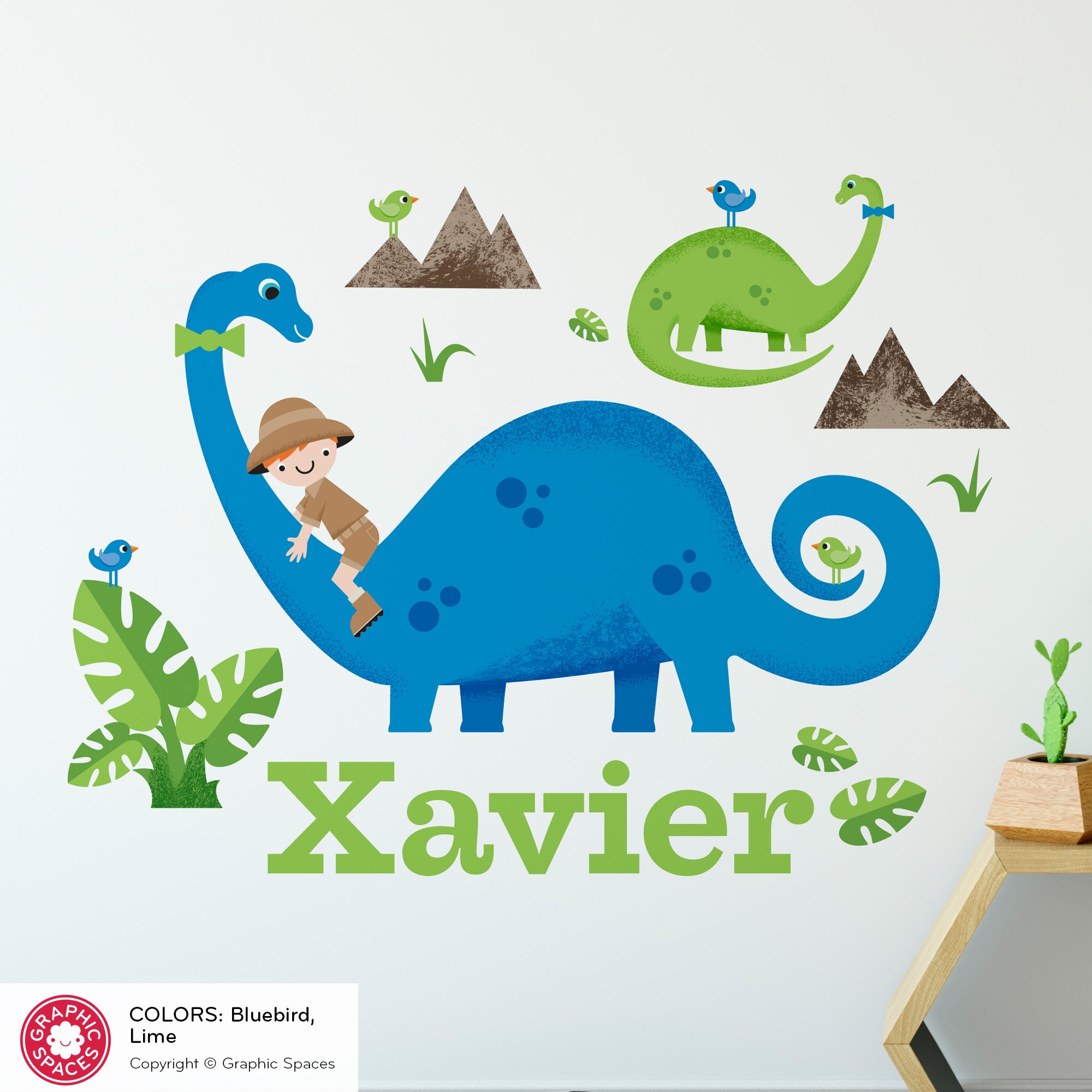 Runtoo Large Dinosaur Wall Decals for Boys Tropical Dino Stickers Kids