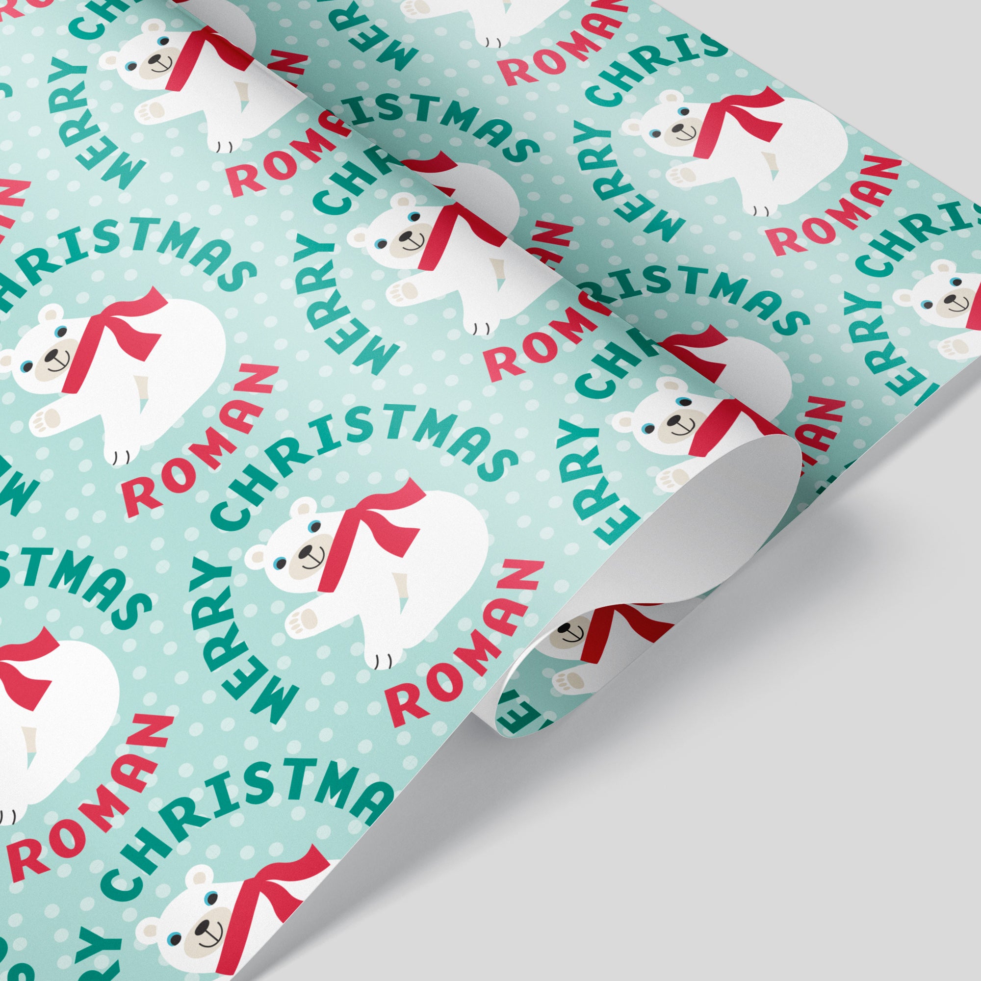 Woodland Bear Christmas Name Wrapping Paper, Personalized Gift Wrap -  Graphic Spaces