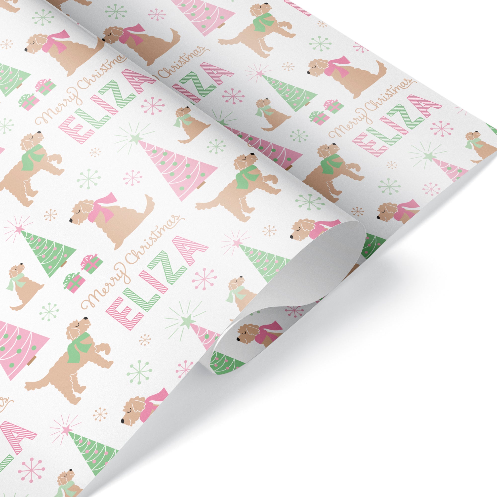 Christmas Dog Breed Name Wrapping Paper, Personalized Puppy Gift