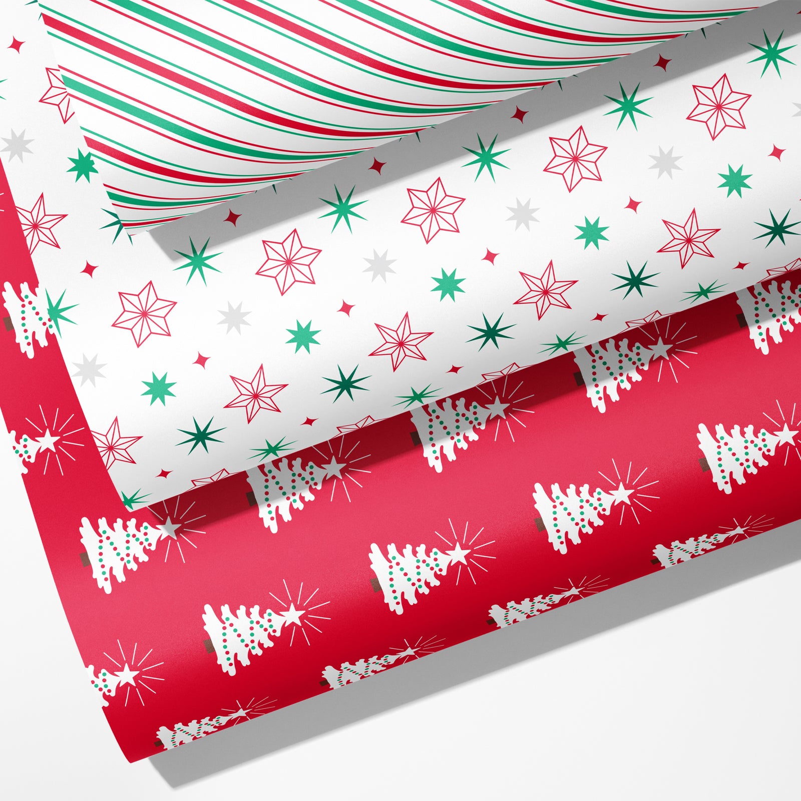 Set of 3 Assorted Christmas Wrapping Papers, Variety Pack Classic