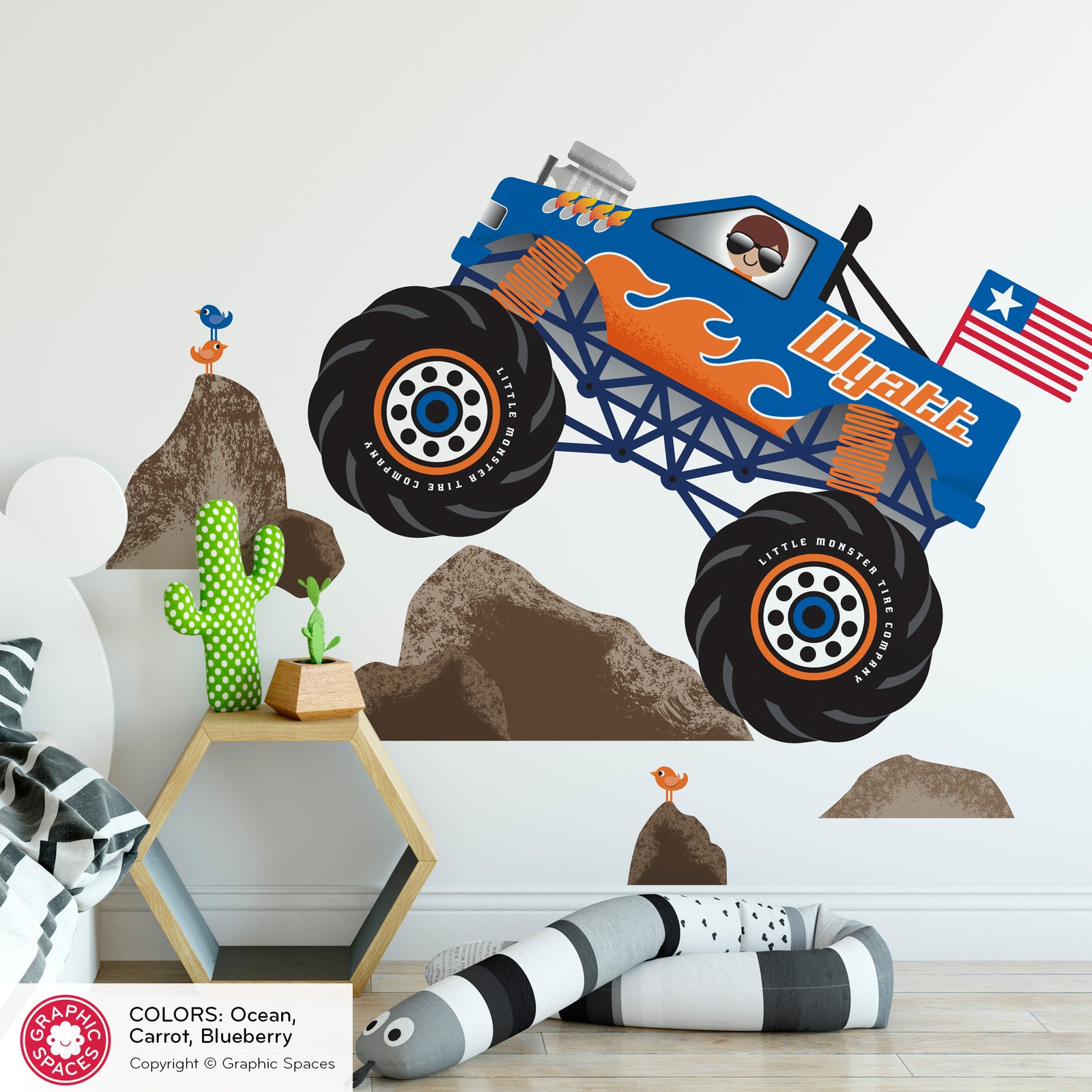 Personalized Monster Trucks Kids Room Prints Set of 4 Dream Big Little –  Pixie Paper Store