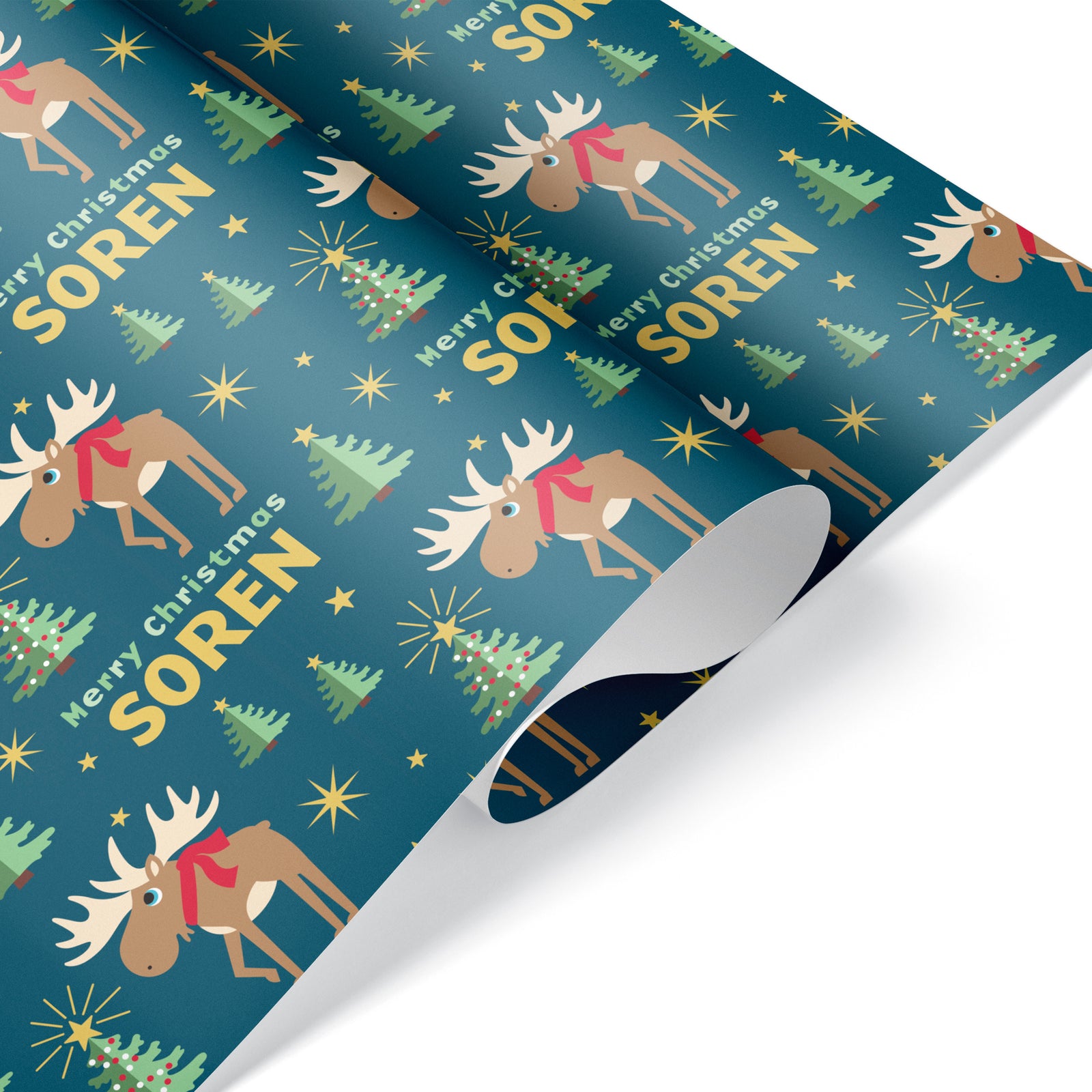 Christmas Name Wrapping Paper - Woodland Animal Deer, Baby, Kids - Graphic  Spaces