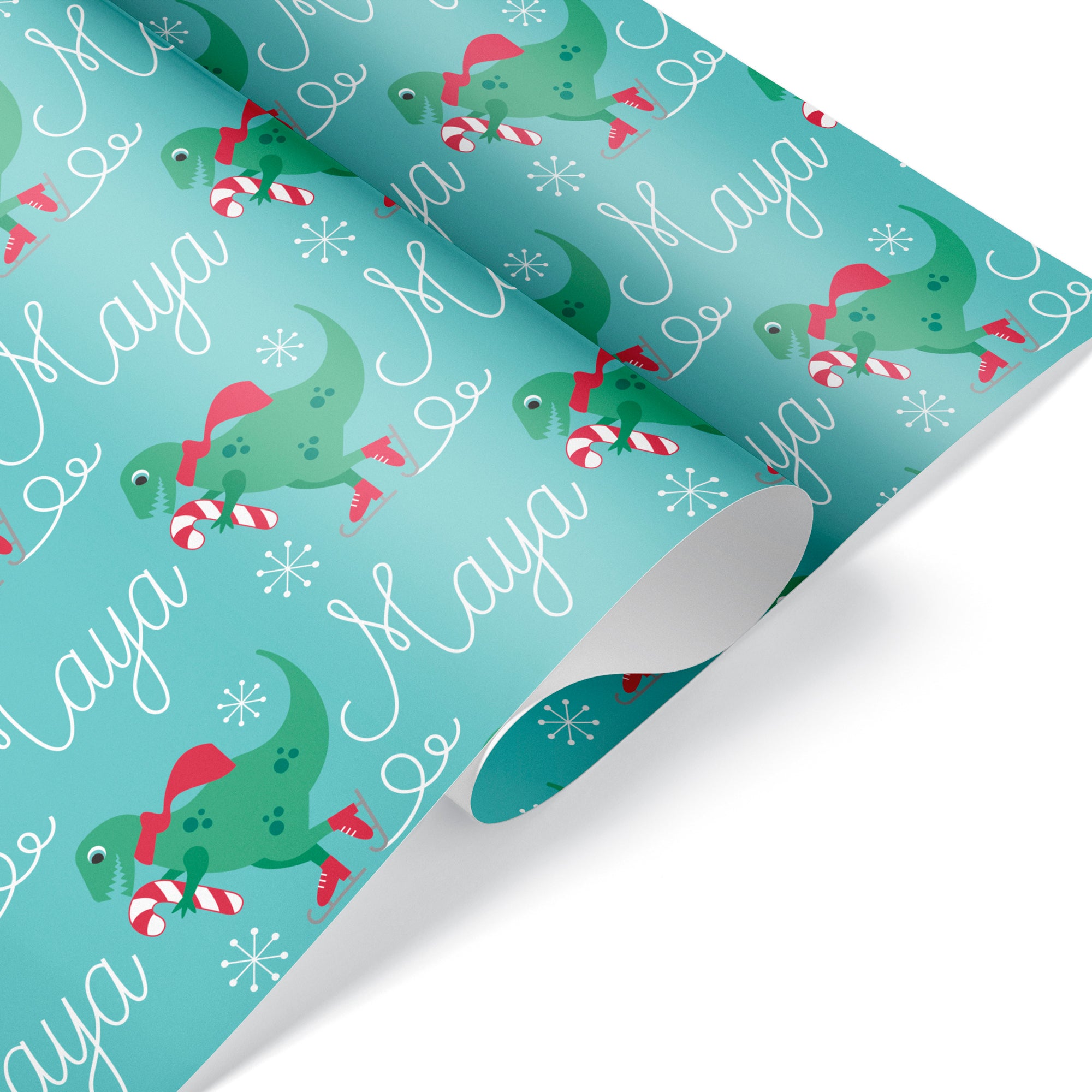 Personalized Santa Fishing Christmas Wrapping Paper - Add Any Name