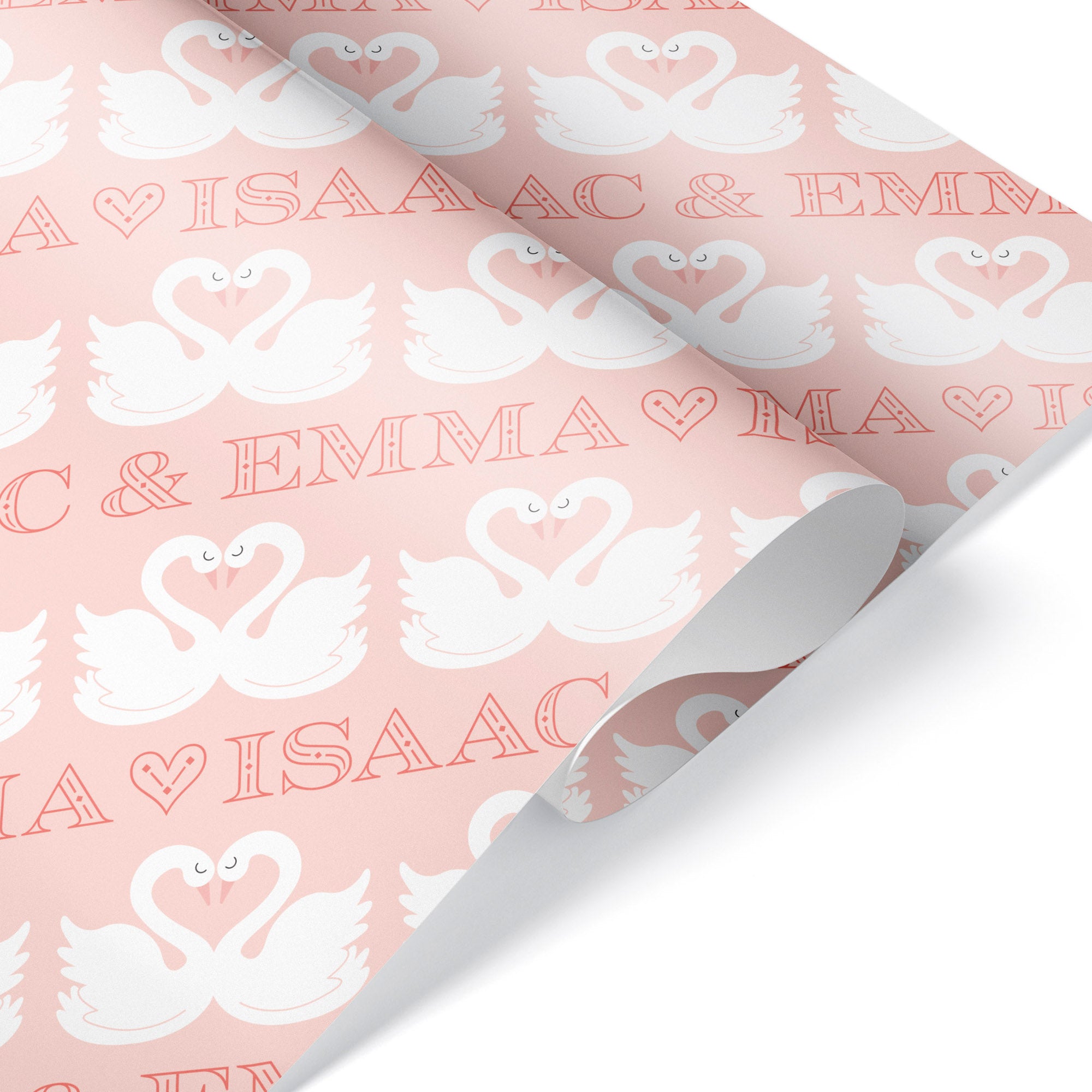 Apol Swan Design Wrapping Paper,Pink Birthday Gift Wrapping Paper for Girl  Woman,4 Folded Sheets Bridal Shower Wedding Wrapping Paper for Christmas