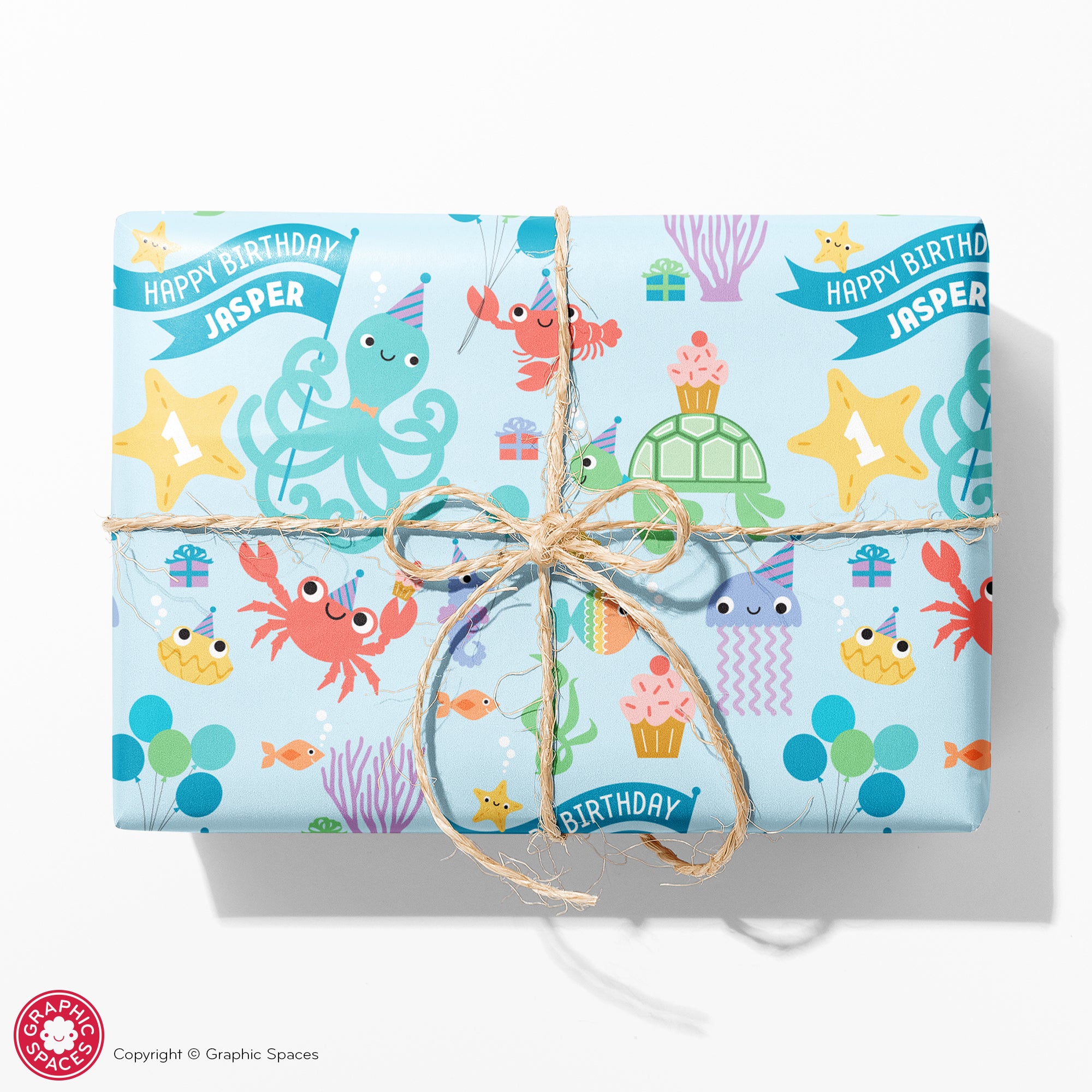 Fishing Personalised Birthday Gift Wrap with 2 Plain Tags - 100