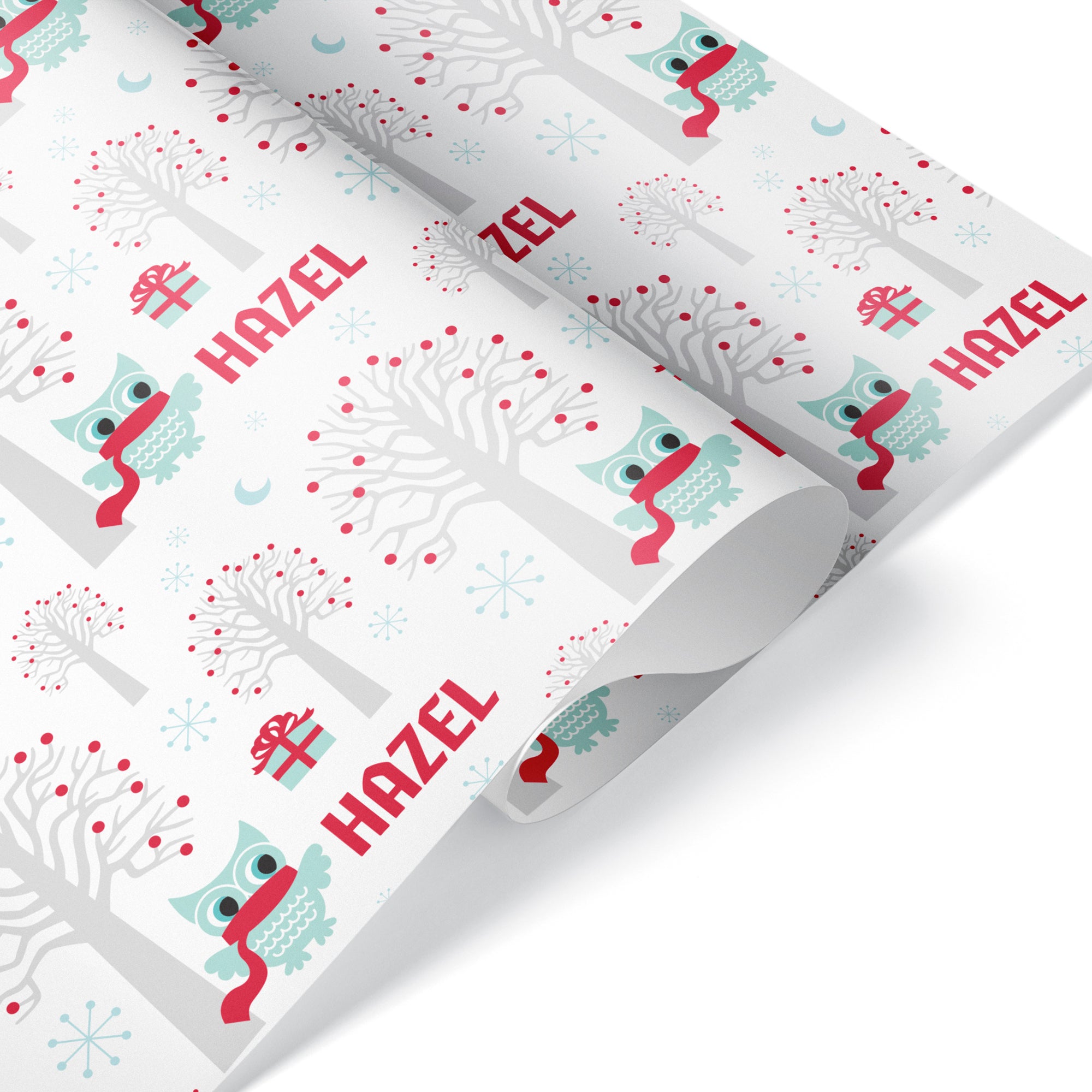 Polar Bear Christmas Personalized Wrapping Paper - Winter Forest