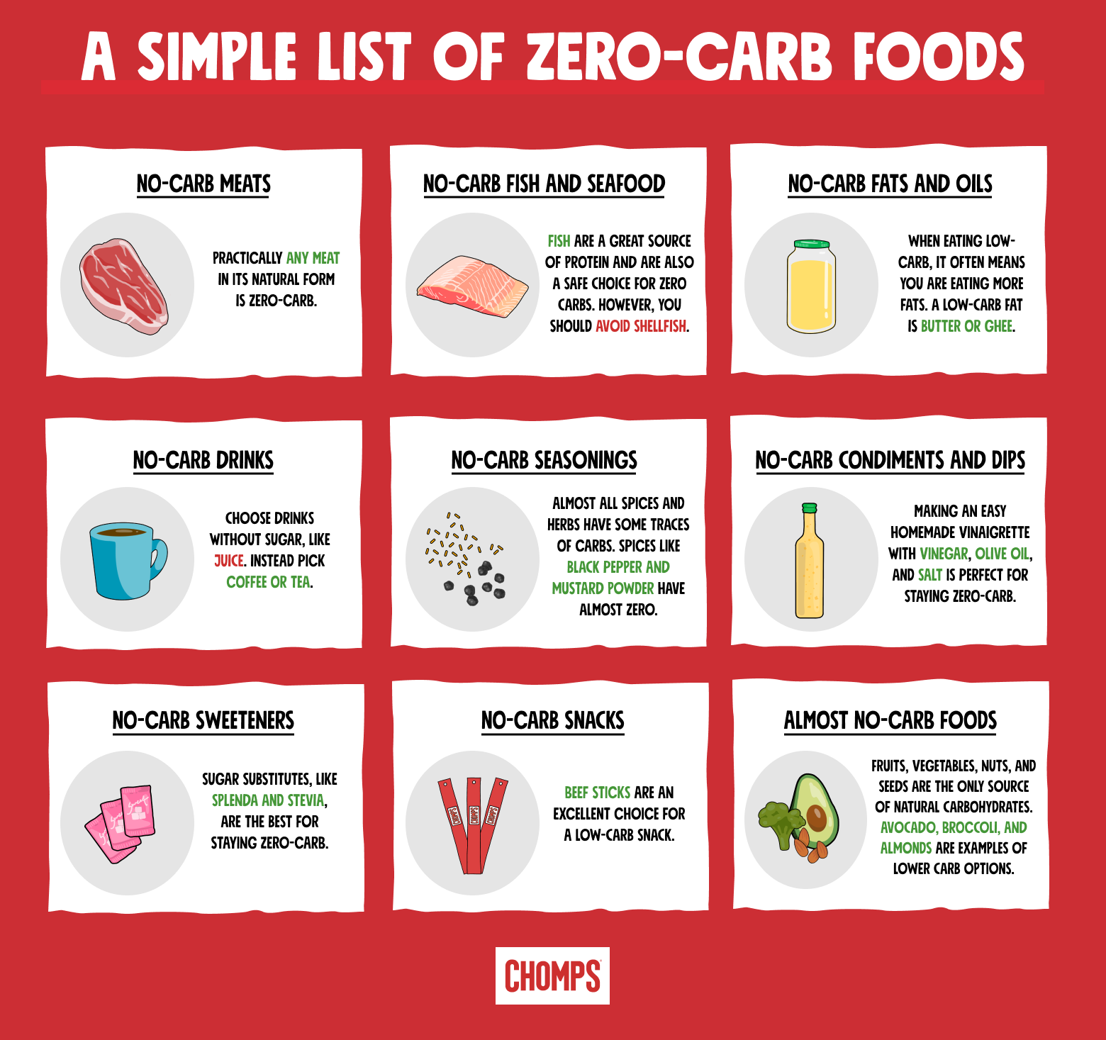 no carb food list