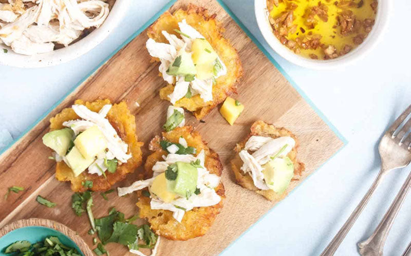 AIP Mojo Chicken Tostones With Mango Avocado Salsa Recipe