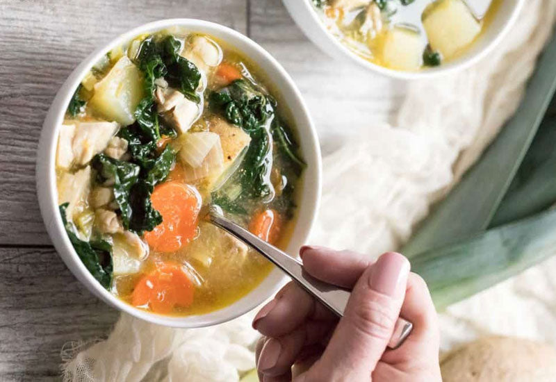 Paleo Potato, Leek & Chicken Soup with Kale Recipe