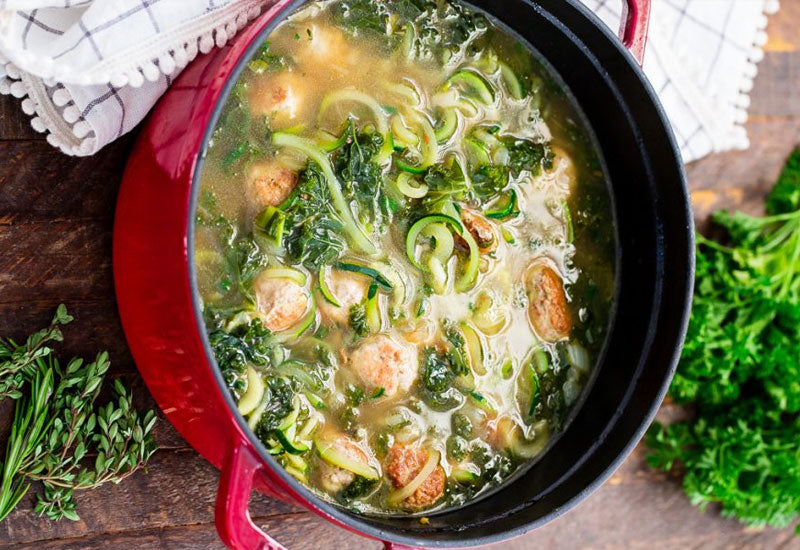 Paleo Turkey Meatball Zoodle Soup Recipe