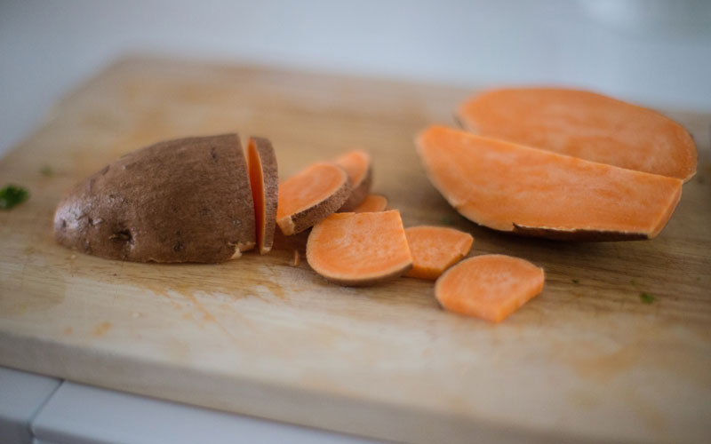 Sliced sweet potatoes