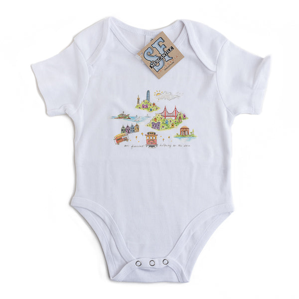 Downtown San Francisco, CA, Cute Onesie, Sweet Baby Bodysuit,  Graphic Onesie, Shirts With Sayings, Heather Gray, Chill, or Lavender  (18MO, Chill) : Handmade Products