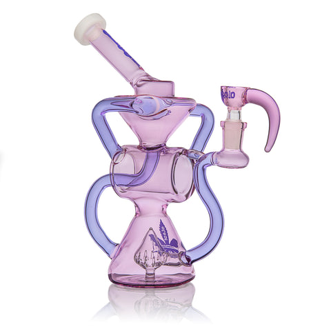 pink and purple recycler bong with horn 14mm pink bowl.