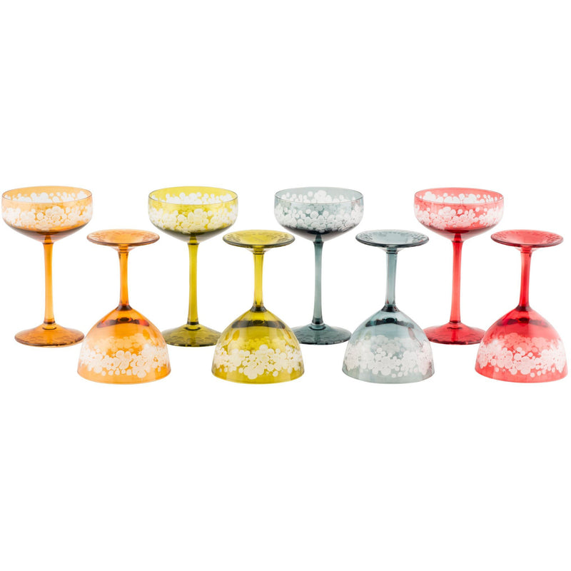 coloured champagne saucers