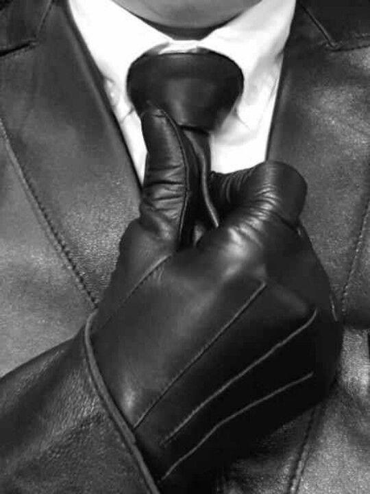 tight black leather gloves