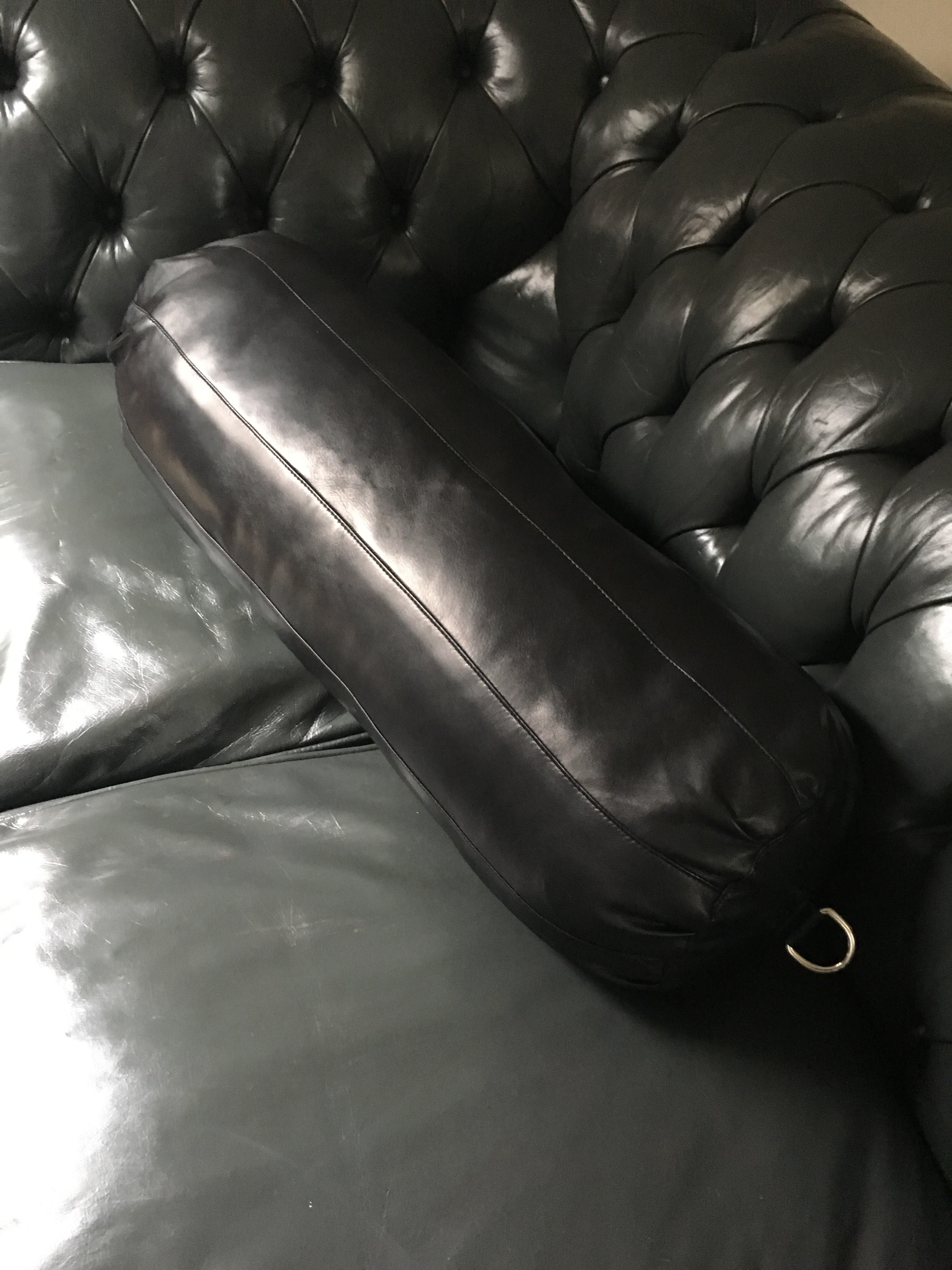 Black Leather Bolster Cushion – Lux 