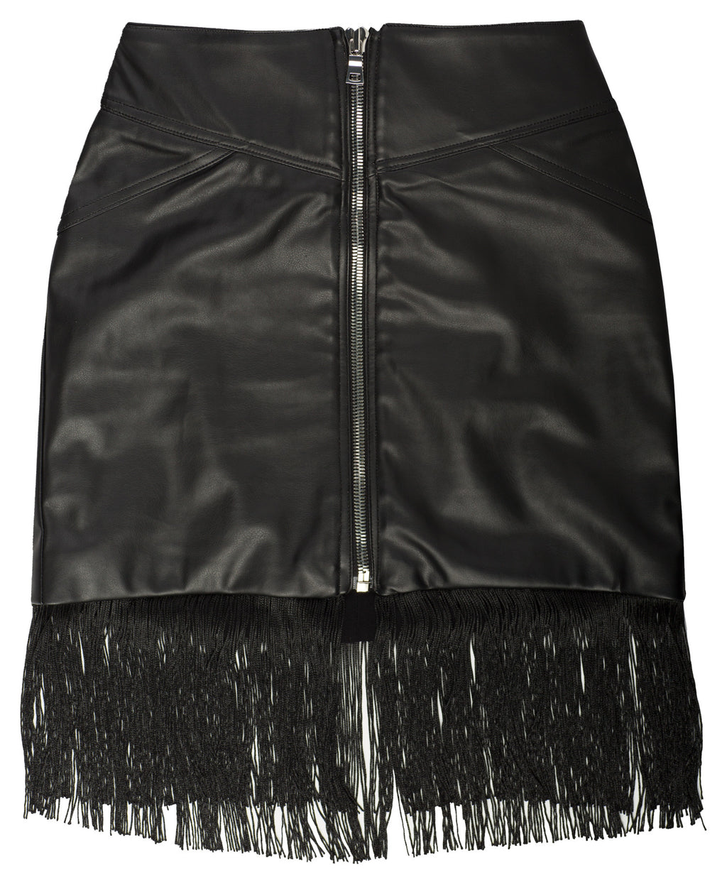 Corte Black Vegan Leather Mini Skirt