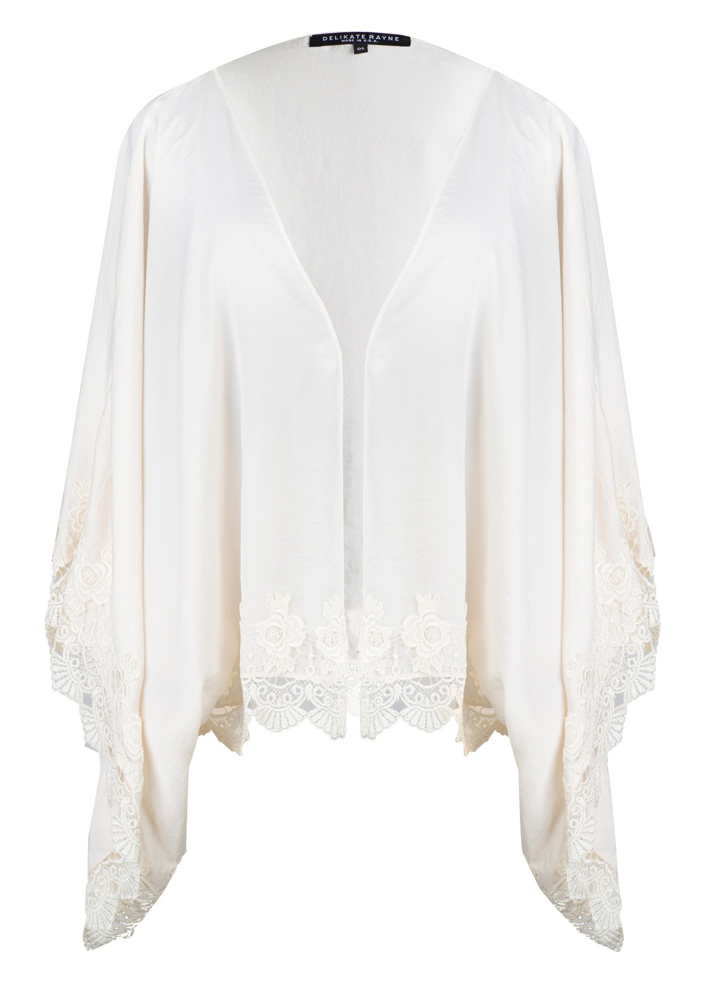 IVORY SATIN AND VENICE LACE TRIM KIMONO – Delikate Rayne