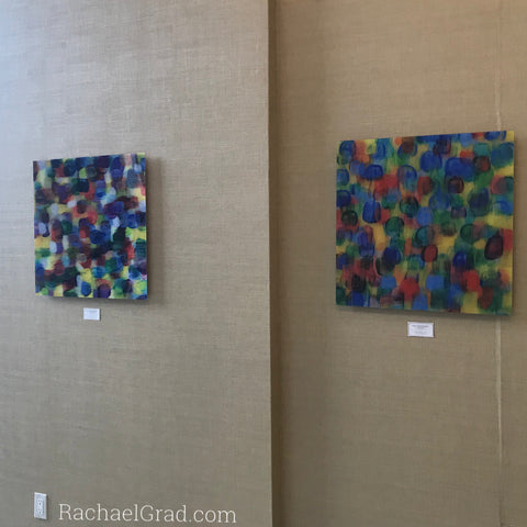 2019-04-08 Colorful Abstract Art Prints on View at the Hilton Toronto/Markham Suites by artist rachael grad april 2019 multicolor brushstroke prints