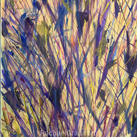 2019-04-10 Spring Inspired Colorful Abstract Flower Paintings rachael grad art 2019 yellow purple closeup 2