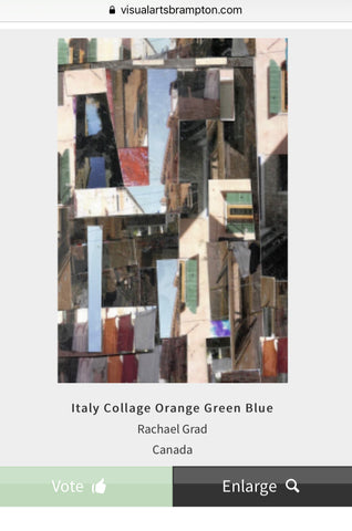 Vote for My Art Postcards in the Snail Mail "People's Choice" rachael grad italy collage mixed media photos pink brown blue orange