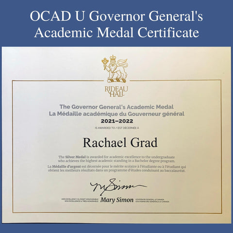 2022 governor general's academic award to OCAD University graduate Rachael Grad