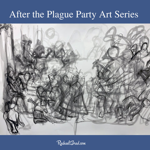 After the Plague Party paintings by artist Rachael Grad