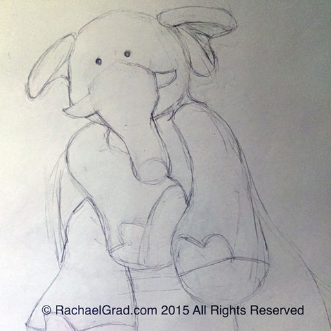Toy Elephant May 2015, Pencil on Paper Drawing, 9″ x 12″, 2015 rachael grad art