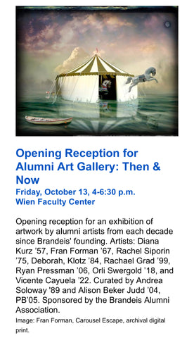 art opening for Then and Now art show at Brandeis University
