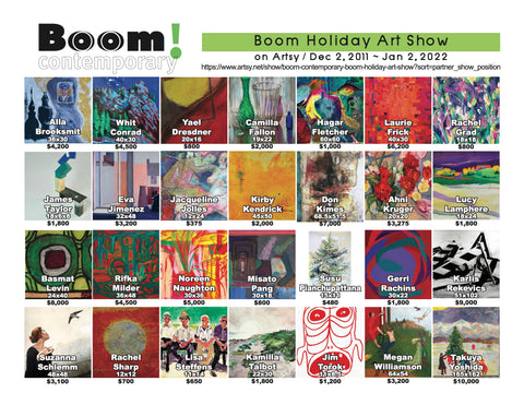 Boom Holiday Art Show with a painting by Toronto Artist Rachael Grad
