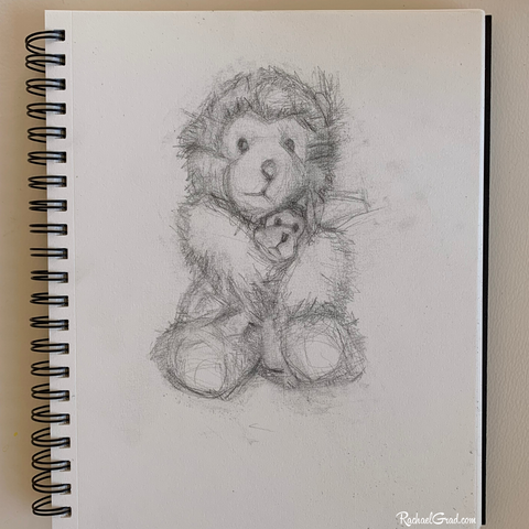 Sketchbook Drawing of Mom and Baby Teddy Bears by Artist Rachael Grad 