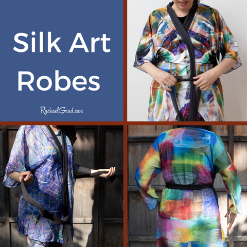 Silk Bathrobes and Silk Kimono Robes by Canadian Artist Rachael Grad