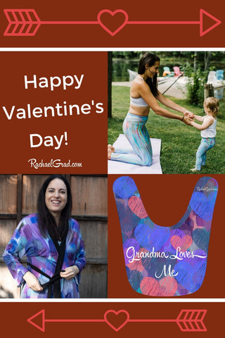  Happy Valentine's Day by Artist Rachael Grad with Mom and Me Leggings Set bib pin