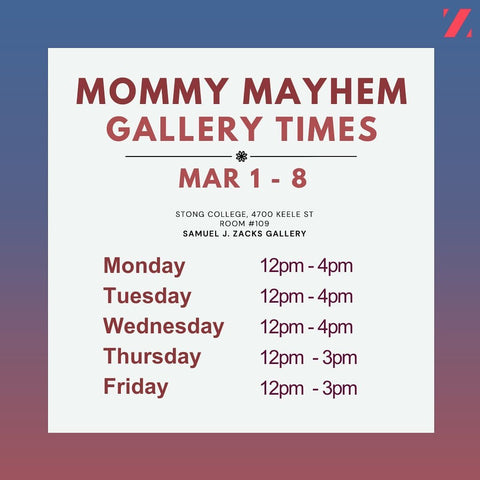 Mommy Mayhem Art Exhibit Gallery Times at Zacks Gallery with artist Rachael Grad