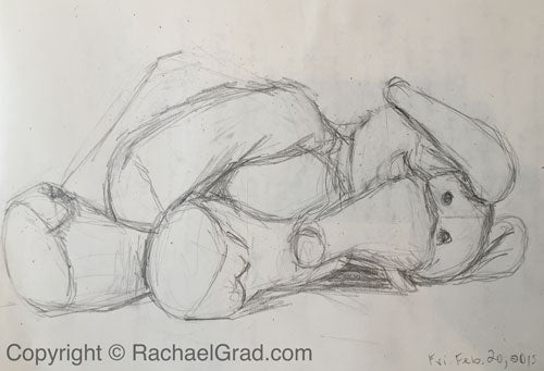 Toy Elephant February 20, Pencil on Paper Drawing, 9″ x 12″, 2015 rachael grad art