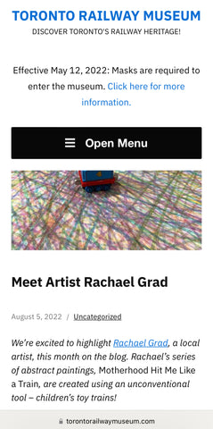 Toronto Railway Museum feature on Canadian artist Rachael Grad