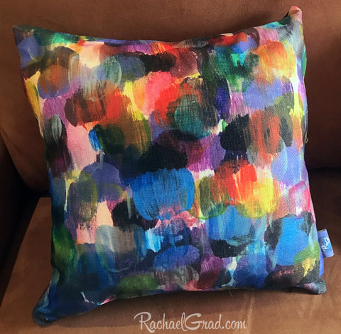 new colorful abstract pillowcases artist rachael grad dot series artwork velveteen canvas made in canada store shop home