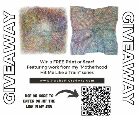 win a Motherhood Hit Me Like a Train scarf or art print by Rachael Grad