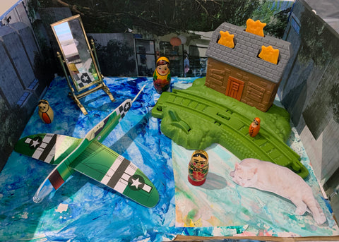 art diorama of toys and mixed media by Toronto artist Rachael Grad 