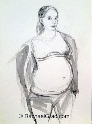 Pregnant Self-Portrait Ink on Paper Pregnant Self Portrait #1, Ink on Paper Drawing, 22″ x 30″, 2012