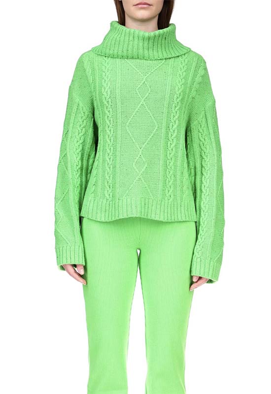 Sanctuary -Mod Cable Sweater Electric Green