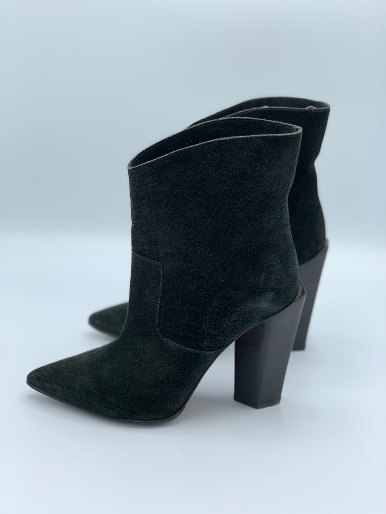 FENDI Suede Pointed Boot w/ Angle Heel 