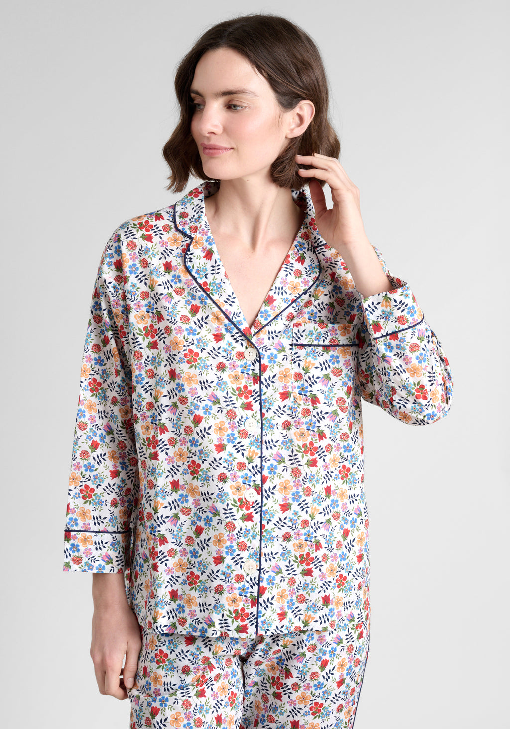 SLEEPY JONES | Marina Pajama Set in Liberty Edenham Floral White ...