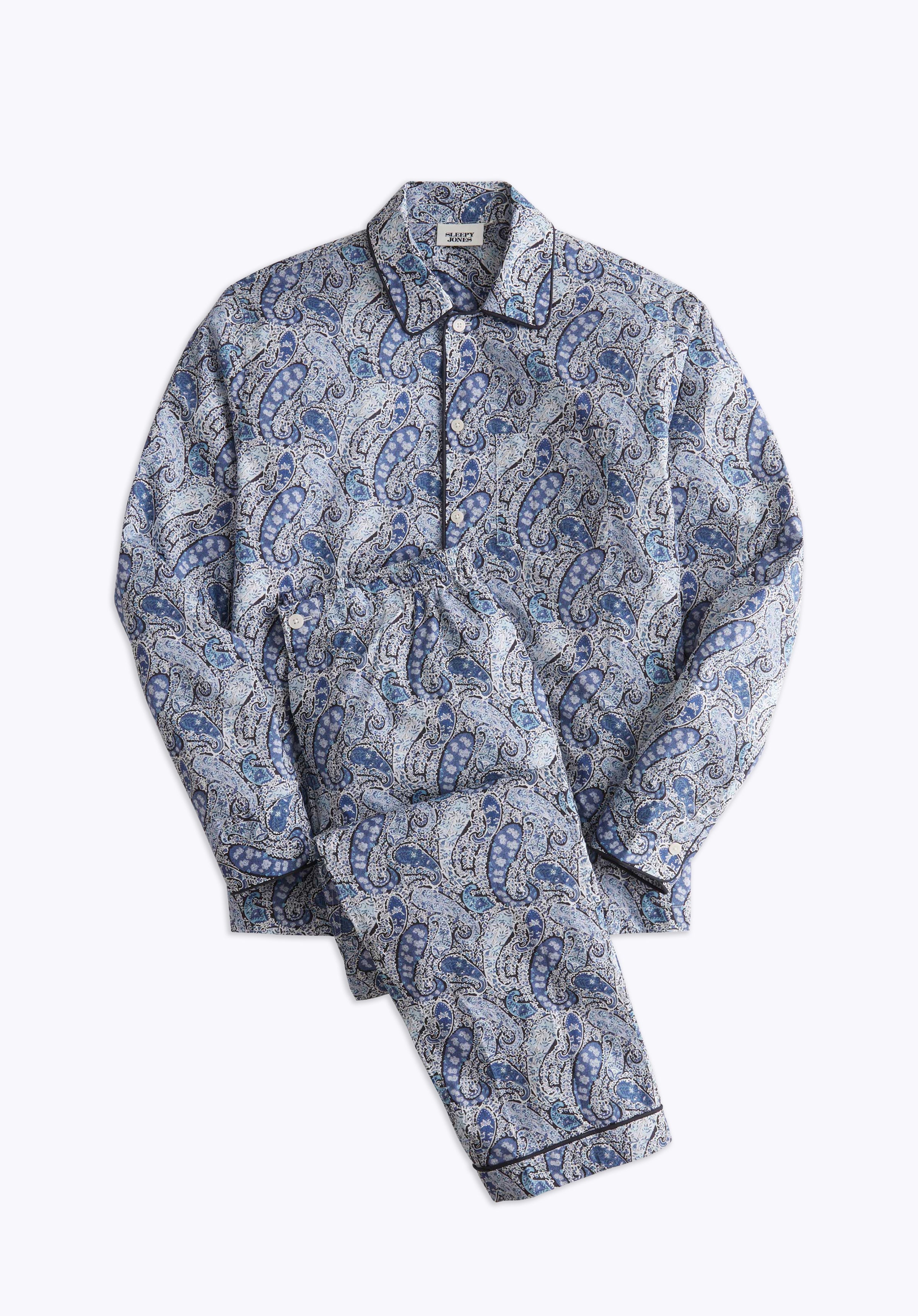 SLEEPY JONES  Milton Pajama Shirt in Navy Linen – Sleepy Jones