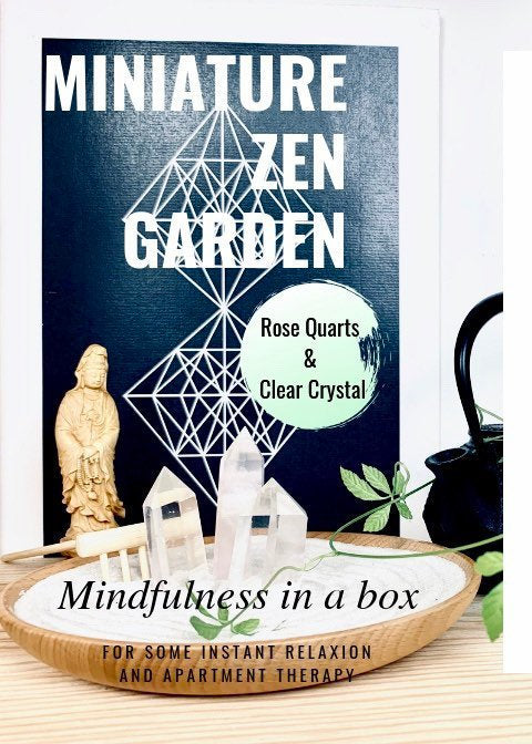 Mini Zen Garden Self Care Kit Rose Quartz And Clear Healing