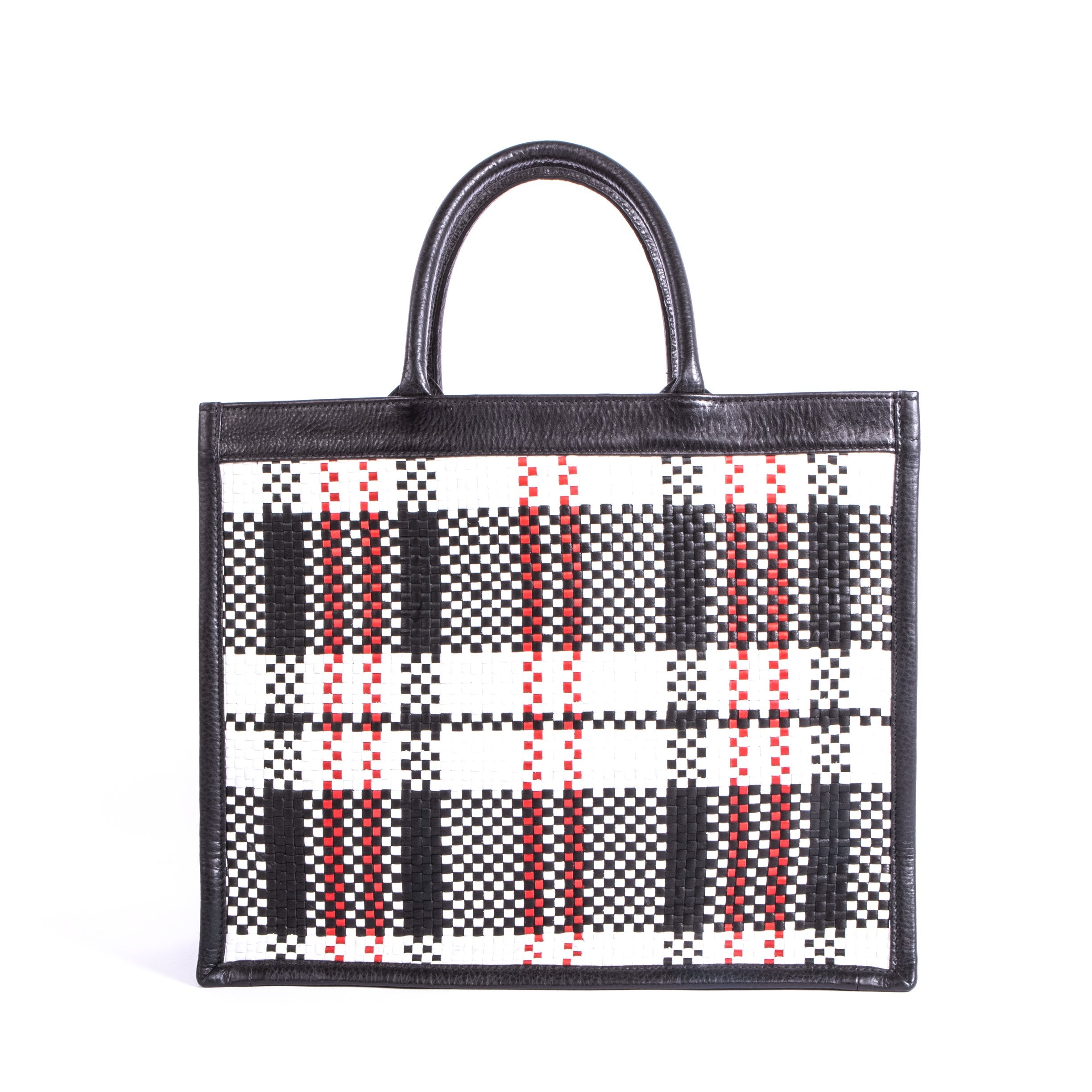 Personalized Black & White Checkered Tote