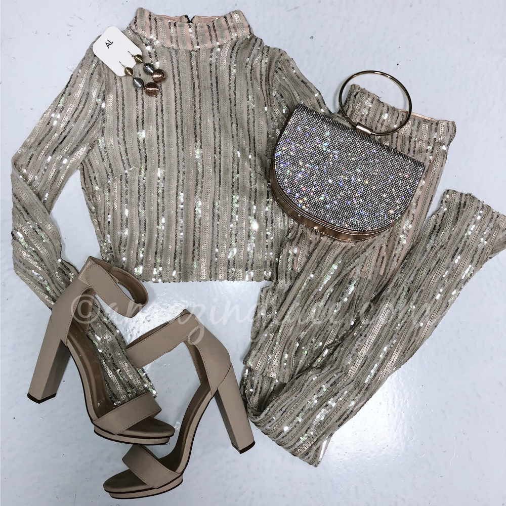 two piece sequin outfit