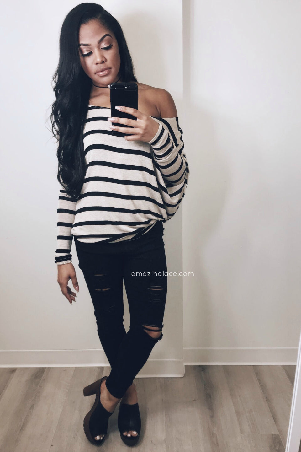 black off the shoulder top outfit