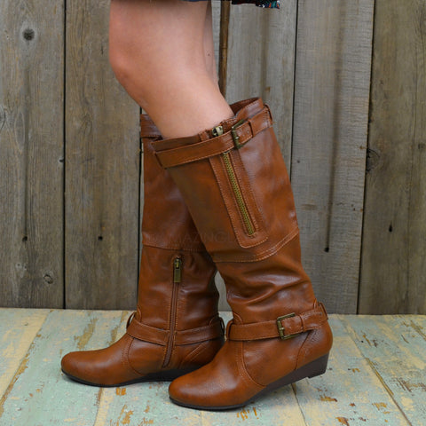 Carrington Chesnut Zipper Knee High Brown Boots